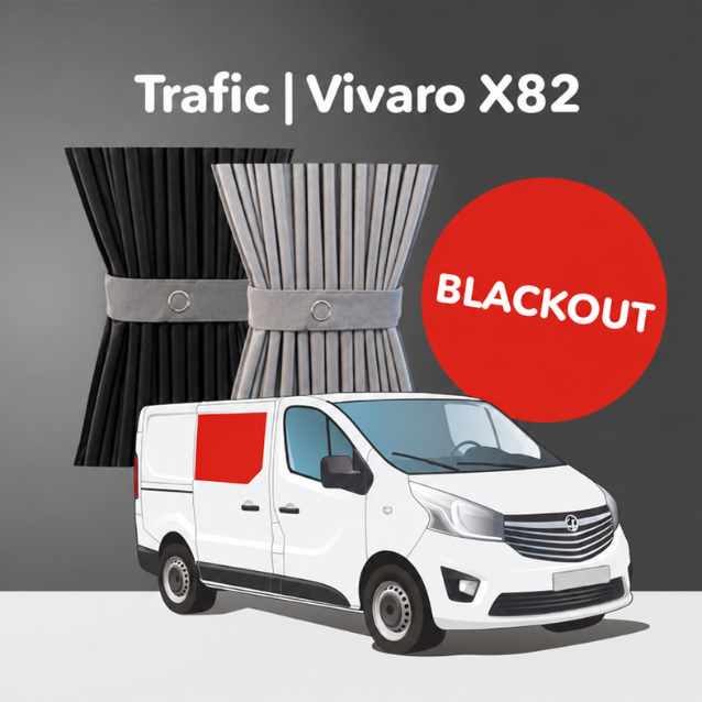 Kit de cortina de ventana central derecha - Premium Blackout - Opel Vivaro (2014-2018), Renault Trafic (2014 - Presente) y otras furgonetas X82
