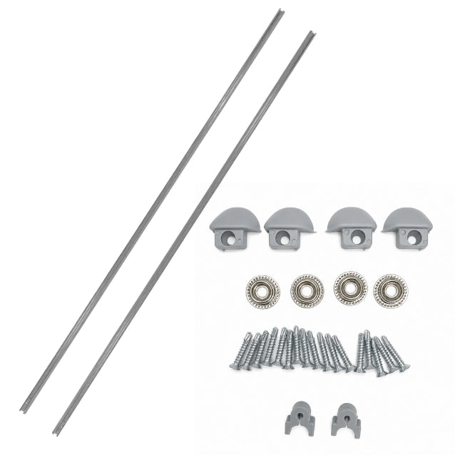 Spare 110cm Straight Rail Set - 2 x Grey Rails with Curtain Fittings