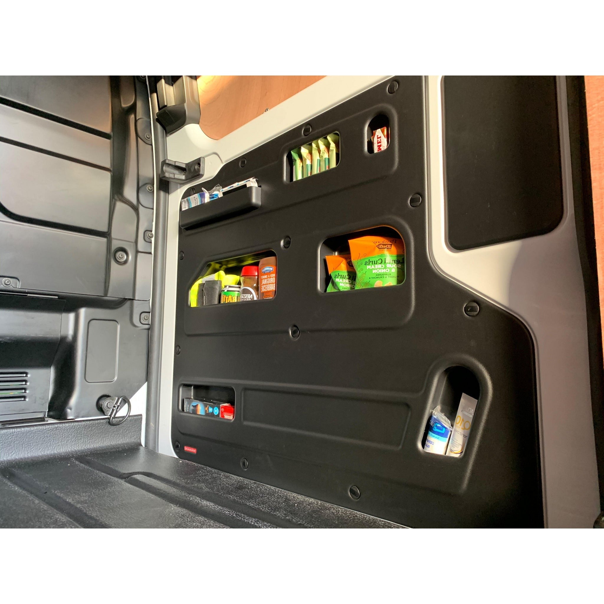 Ford Transit Custom 2018 facelift–2023 Sliding Door Storage Pocket (Black) | Kiravans DoorStore
