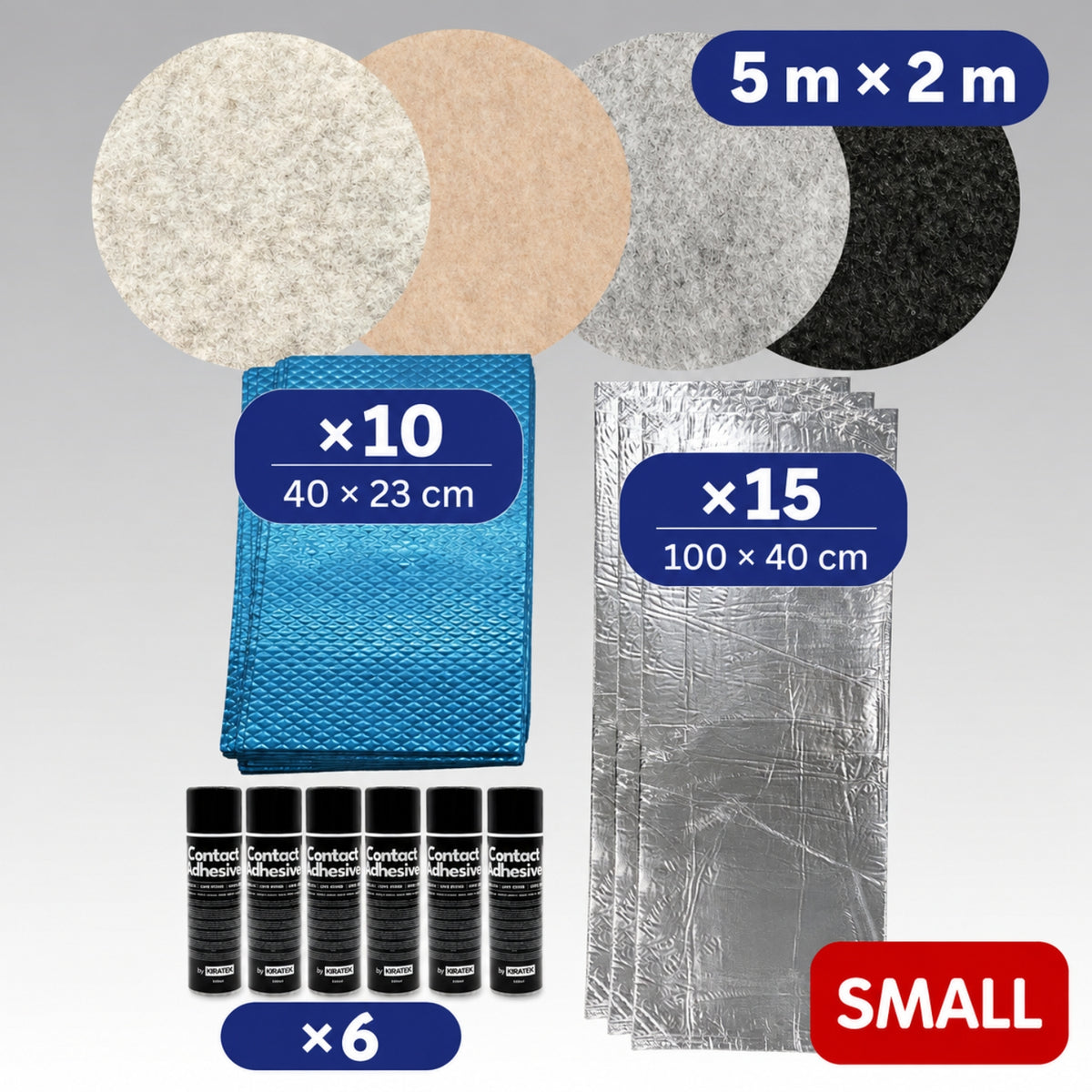 Carpet & Insulation Campervan Lining Kit — STANDARD Bundle (Small to XL Vans)