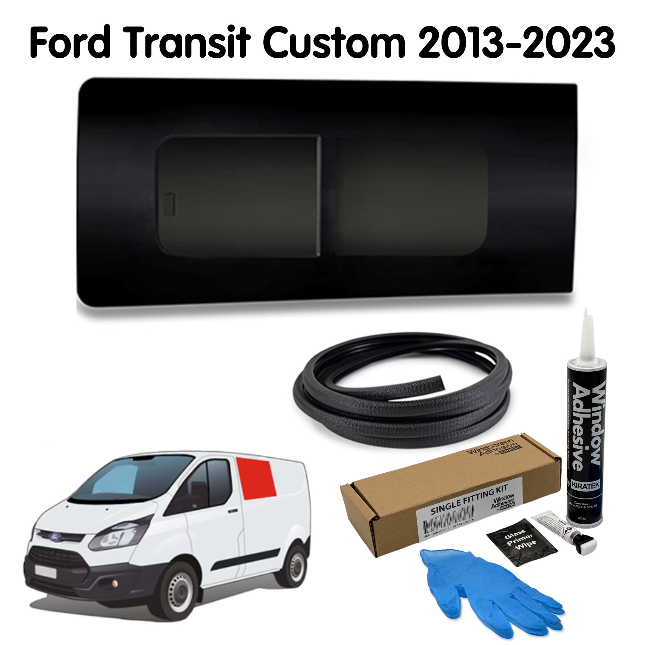 Linkes Öffnendes Fenster für Ford Transit Custom 1. Gen V362 (2013-2023) mit KOSTENLOSE Fenstereinbau-Set