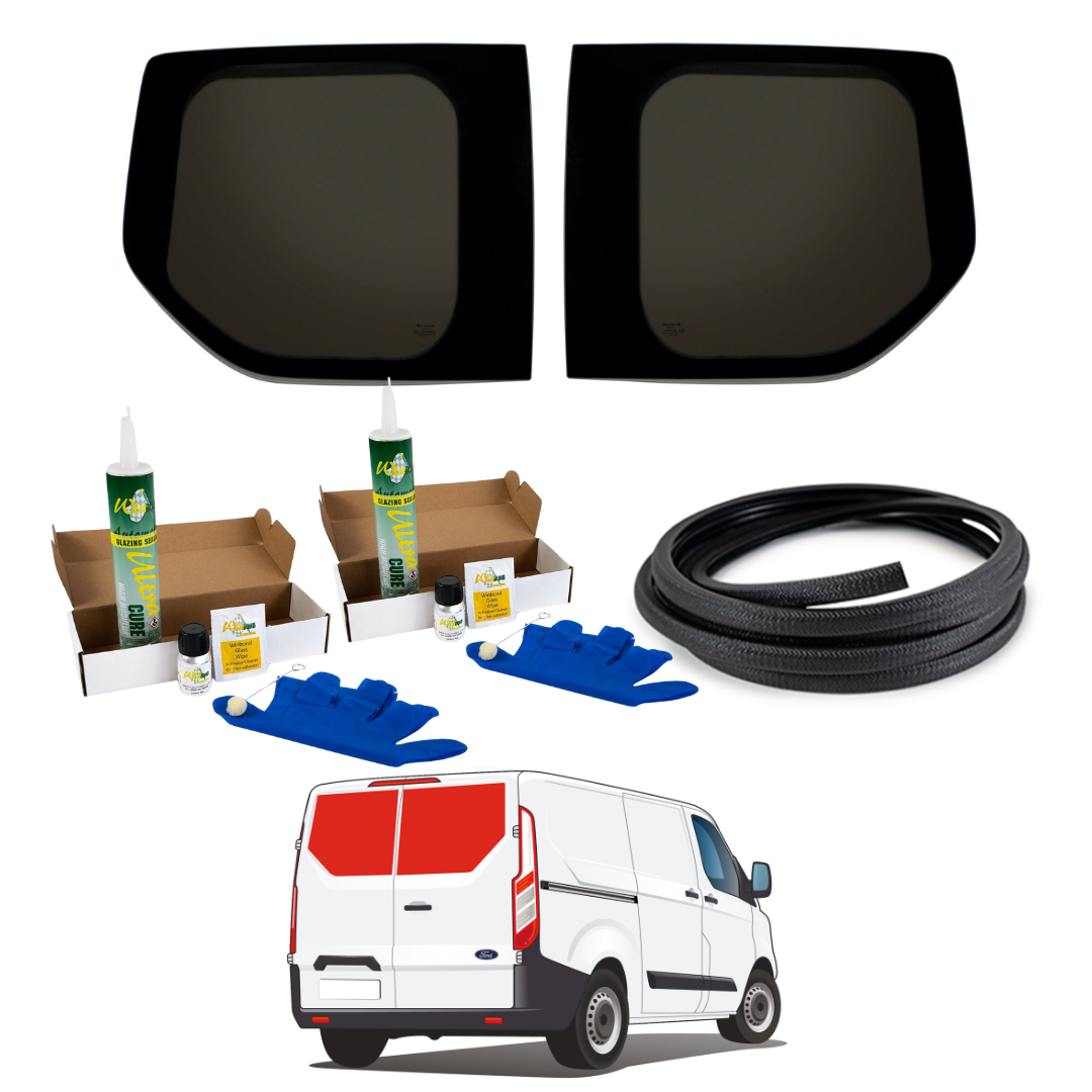 Finestre Premium per portone a soffietto + kit di montaggio per Ford Transit Custom 1ª Gen V362 (2013-2023)