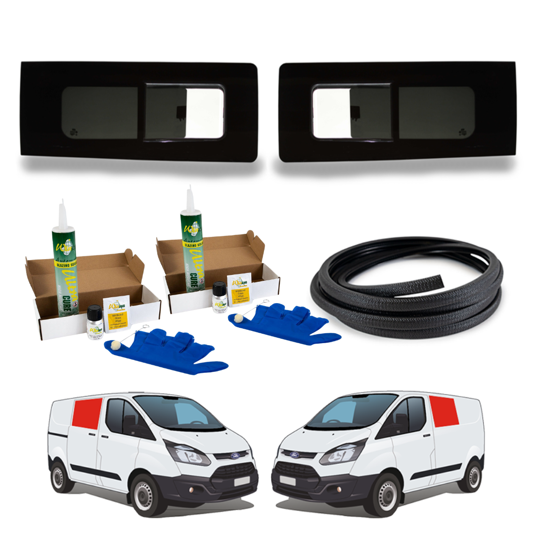 Pair of Opening Campervan Side Windows + Fitting Kit for Ford Transit Custom 1st Gen V362 (2013-2023)