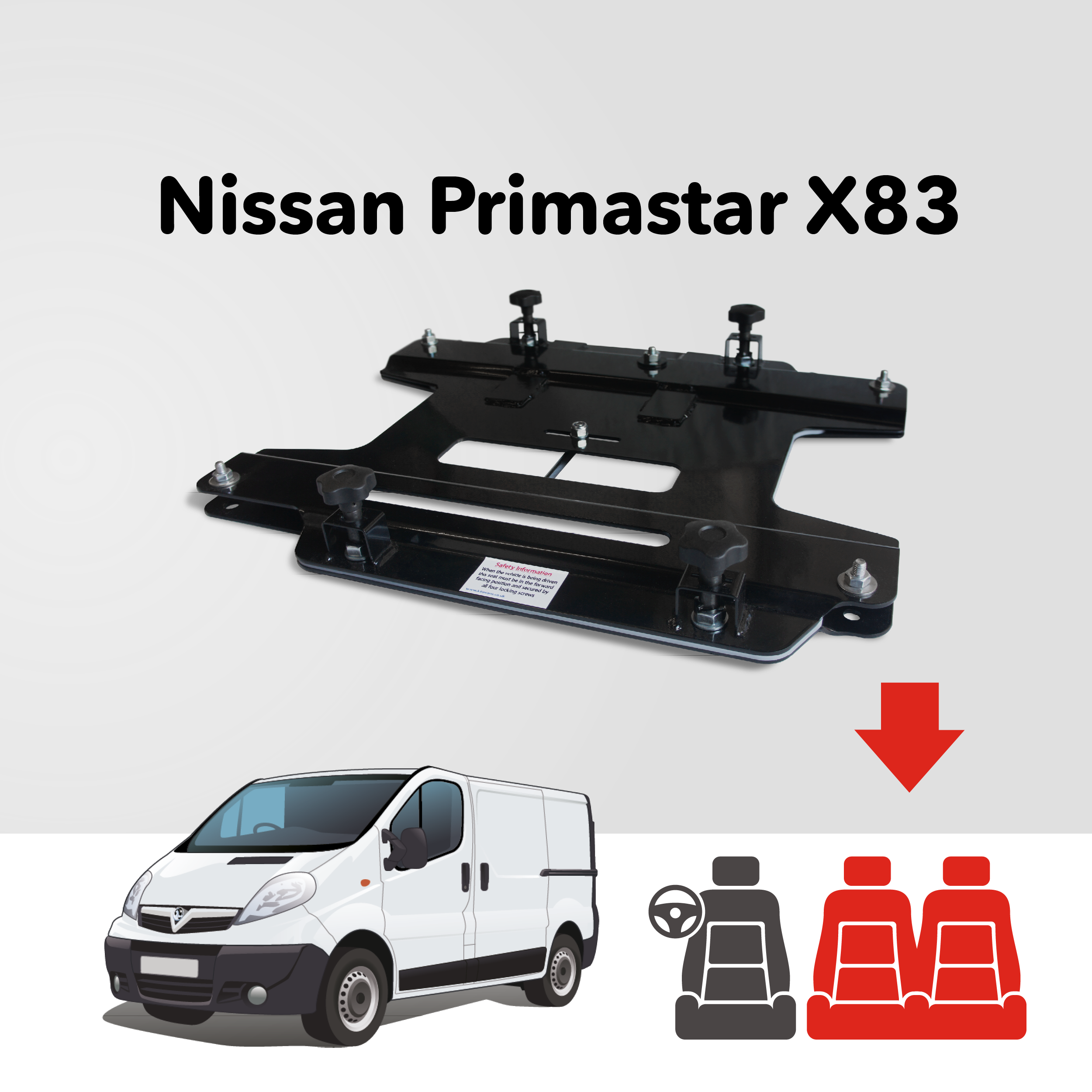 Base girevole doppia banquette Kiravans – Nissan Primastar X83 (2001–2014)