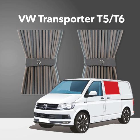 Kit de cortinas - Centro izquierdo (puerta corredera) (Gris estándar) - VW Transporter T5 a T6.1 (2003-2024)