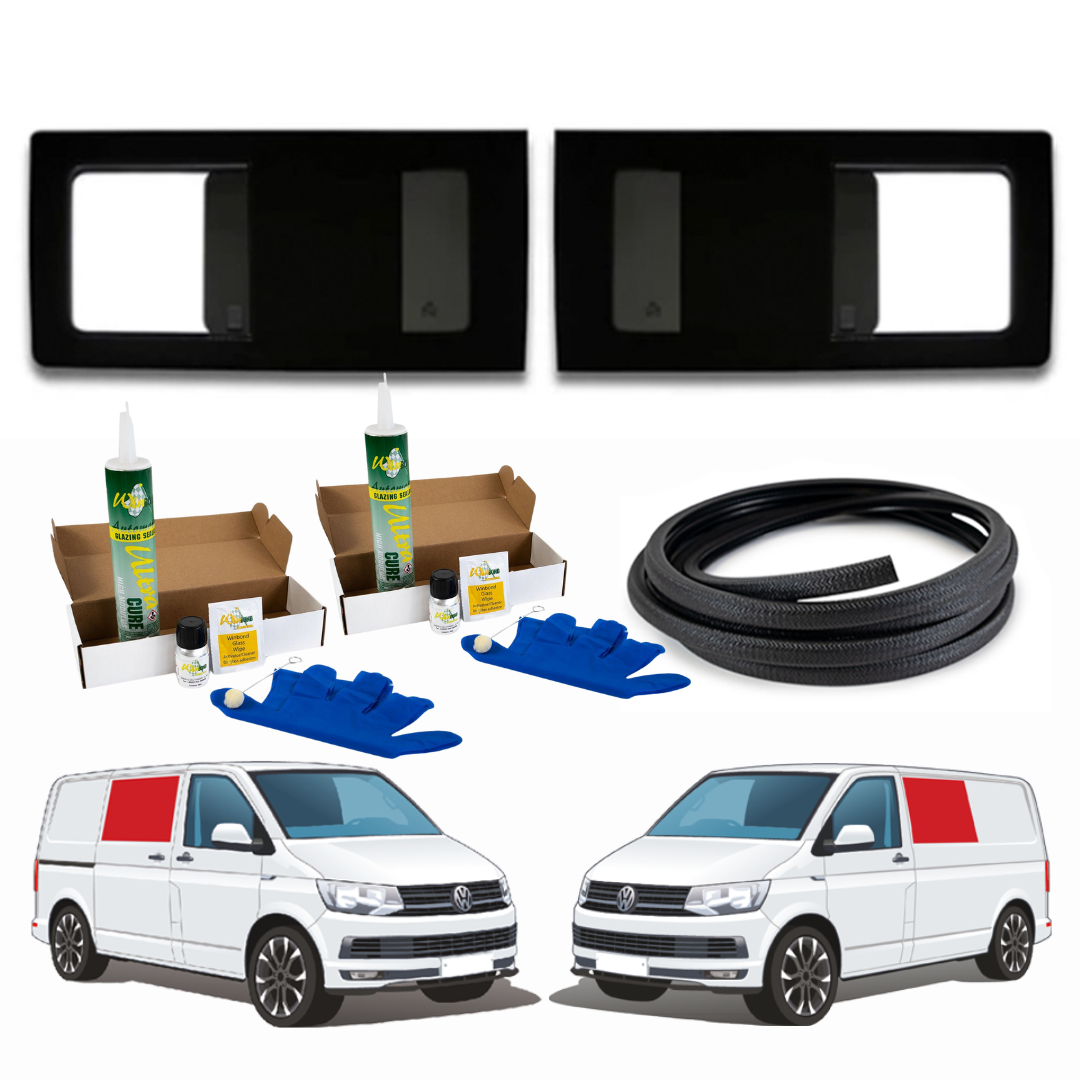 Pair of Opening Side Windows + Fitting Kit for VW Transporter T5 to T6.1 (2003-2024)