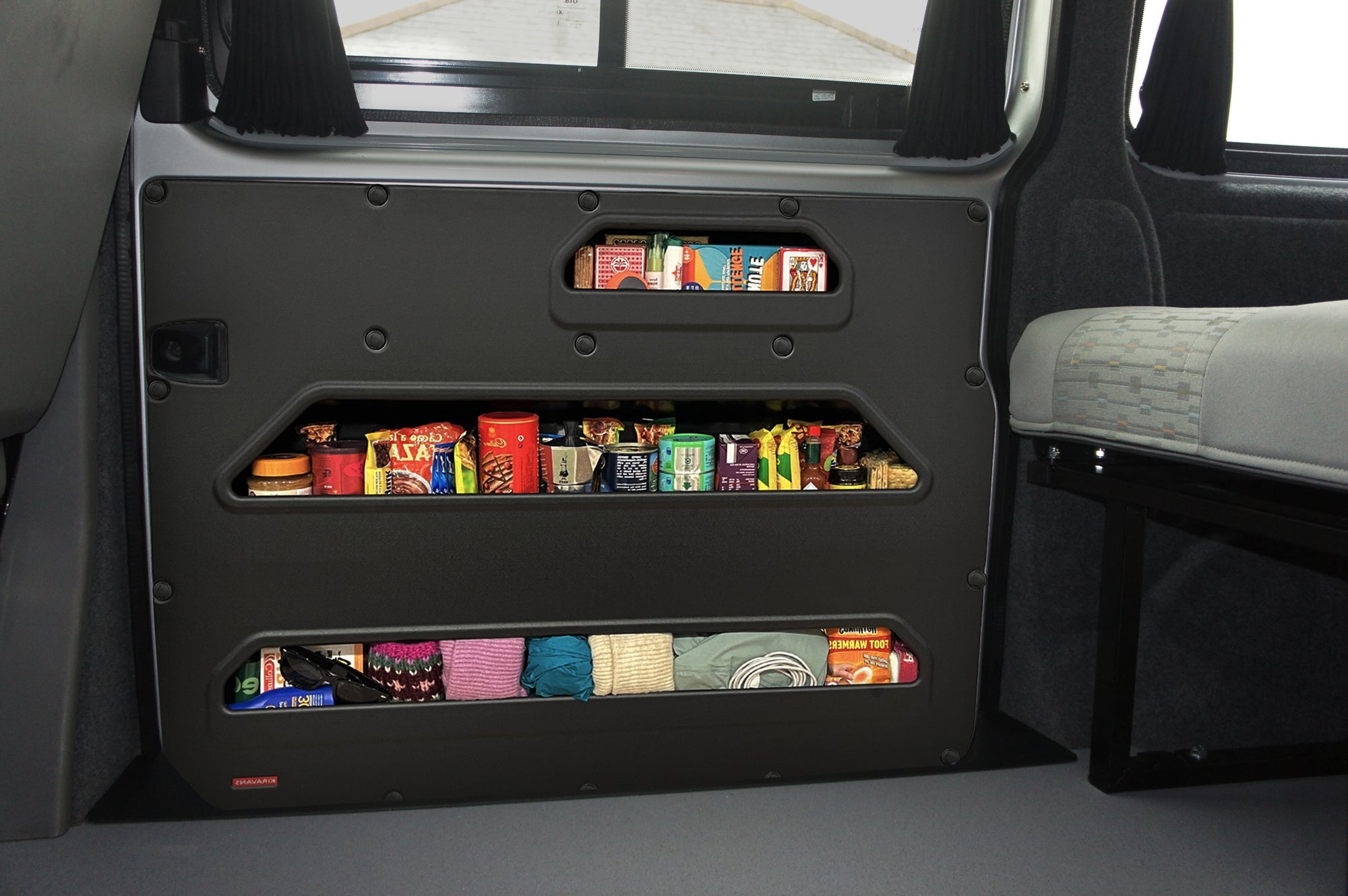 VW T5–T6.1 Sliding Door Storage Pocket (Black) | Kiravans DoorStore