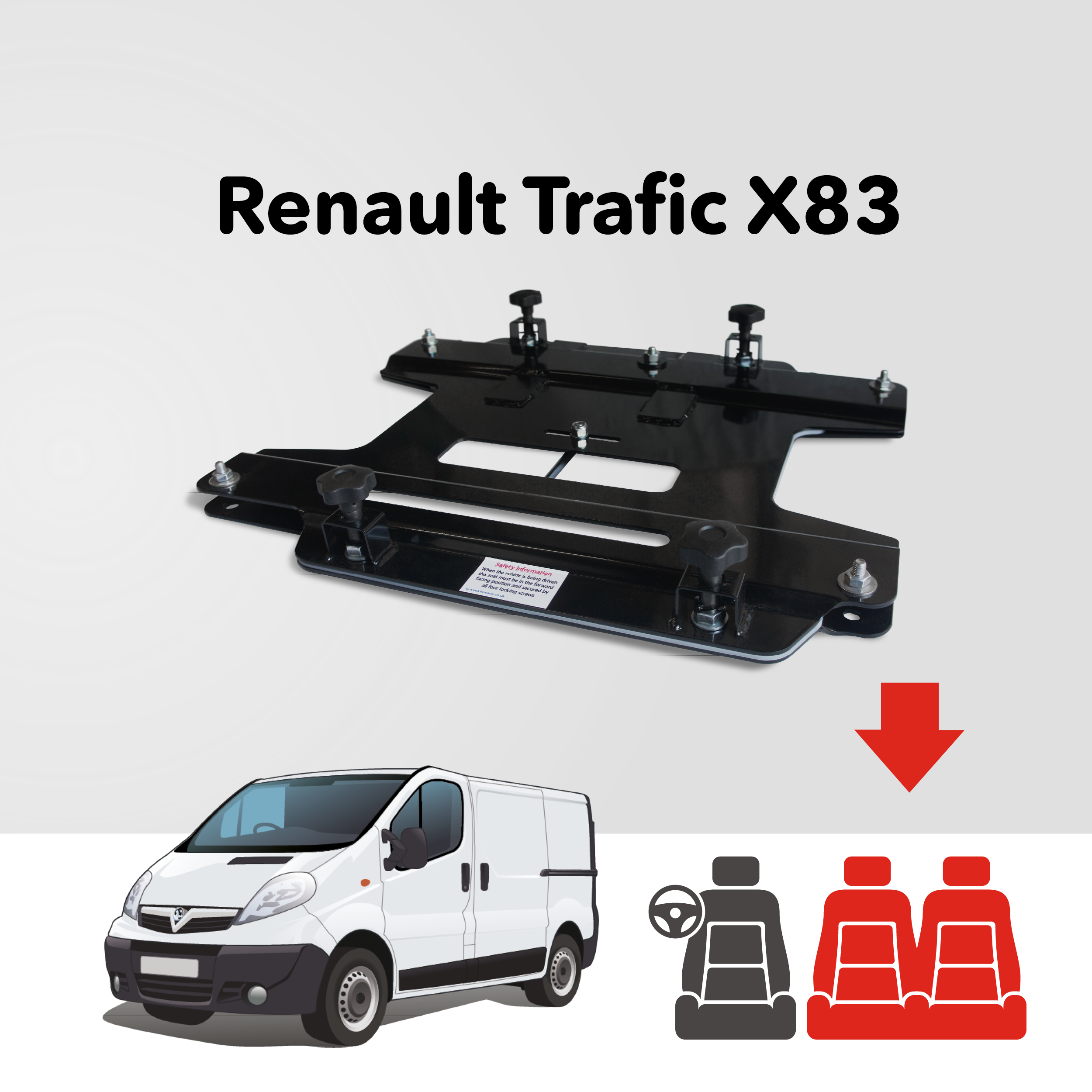 Base tournante double banquette Kiravans - Renault Trafic 2ᵉ gén. X83 (2001‑2014)