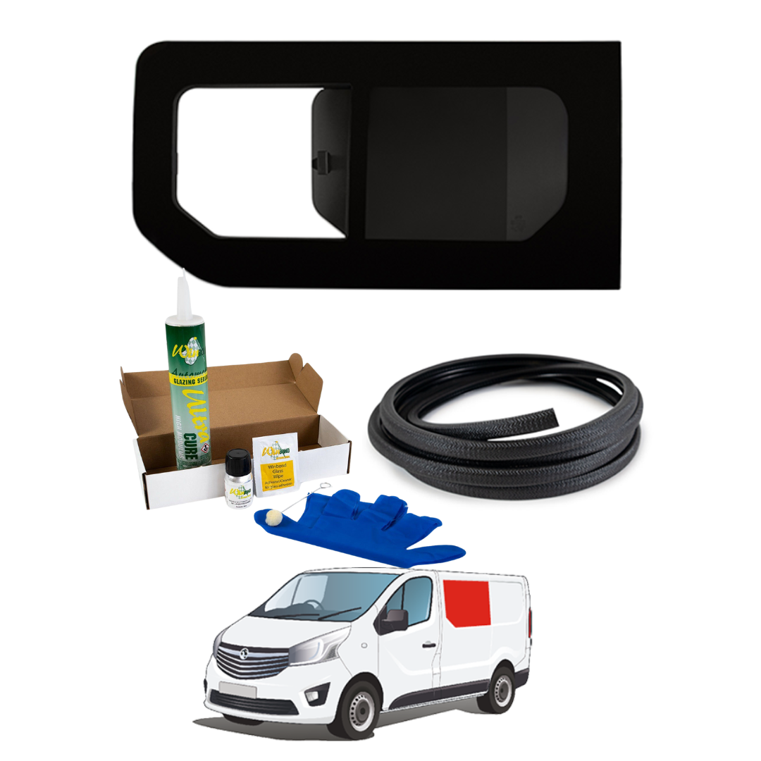 Links Openend Zijraam + Montageset voor Opel Vivaro (2014–2018), Renault Trafic (2014–heden) & Andere X82-busjes