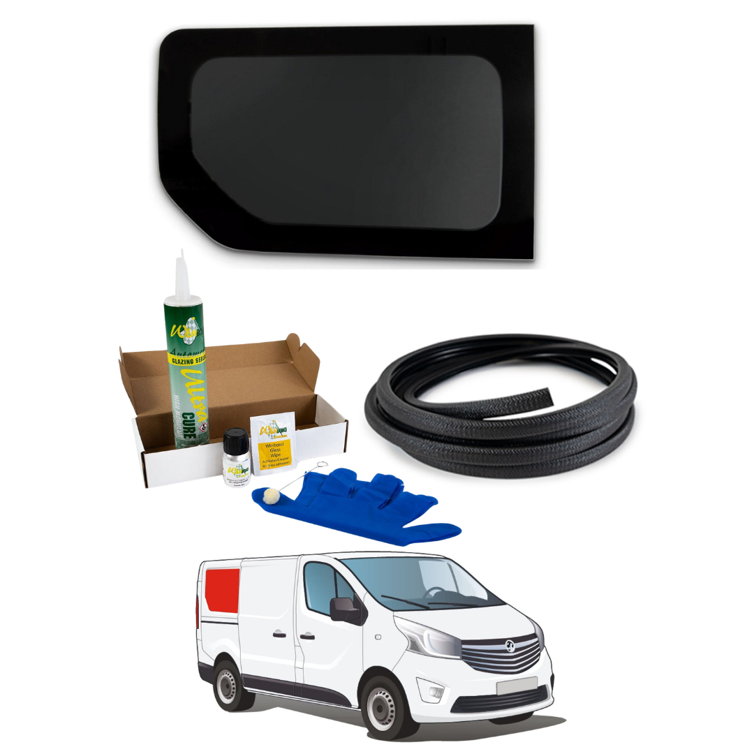 Rechts Achterzijraam (Korte Wielbasis) + Montageset voor Opel Vivaro (2014–2018), Renault Trafic (2014–heden) & Andere X82-busjes