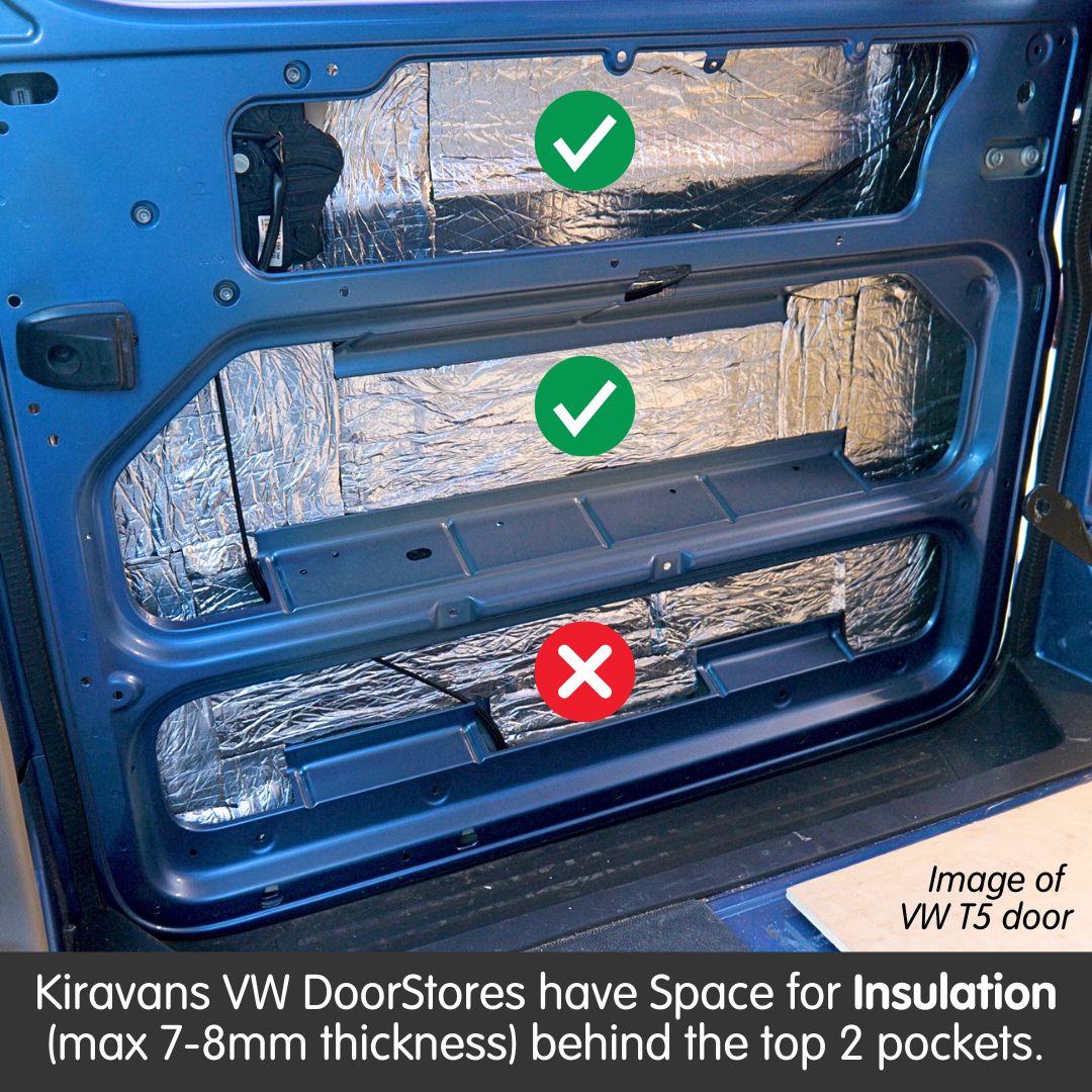 VW T5–T6.1 Sliding Door Storage Pocket (Black) | Kiravans DoorStore