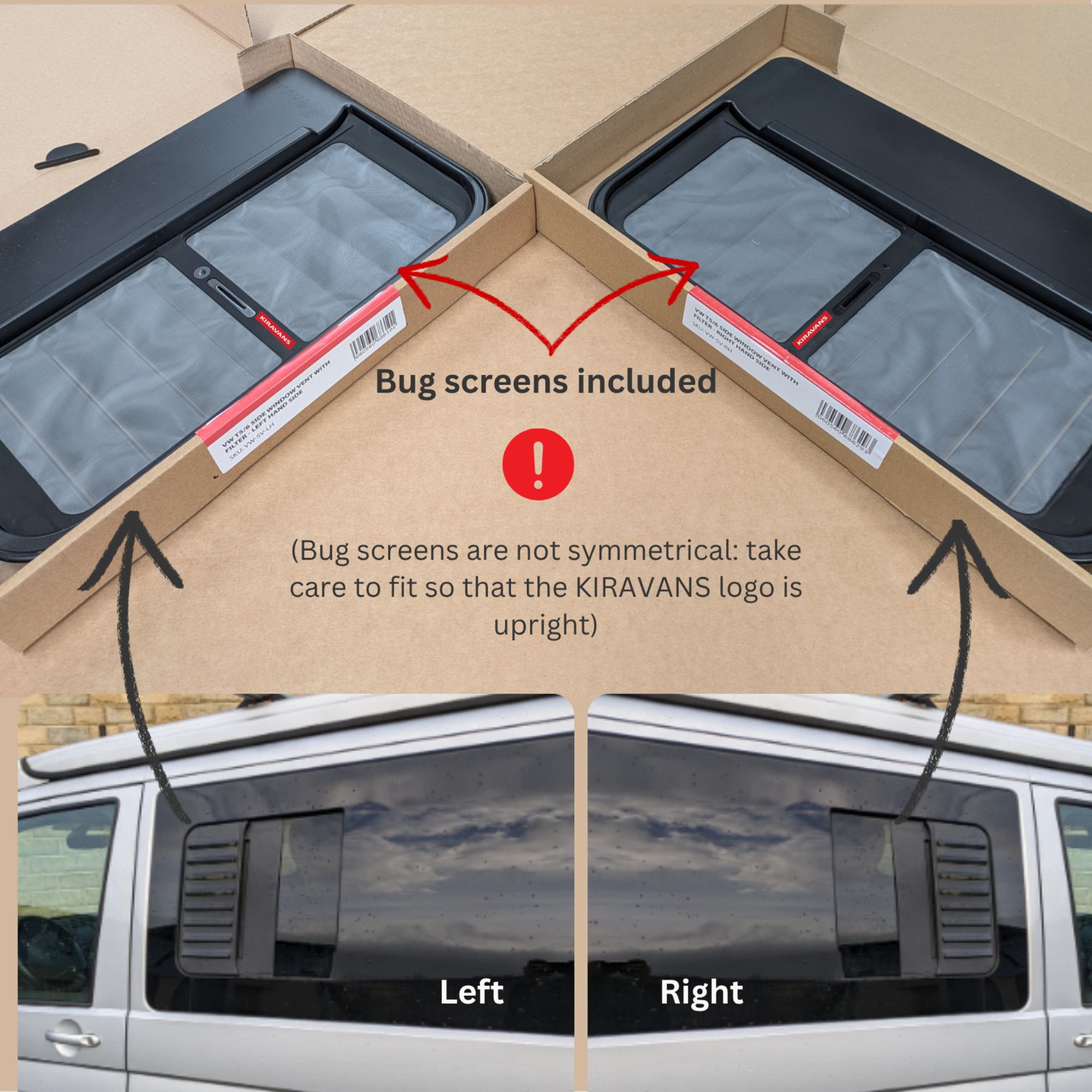 Ventola Kiravans per finestra apribile VW Transporter T5 a T6.1 (2003-2024)