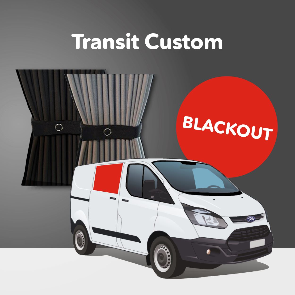 Ford Transit Custom 2013-2021 Curtain Kit - Right Centre Sliding Door (Blackout) Kiravans