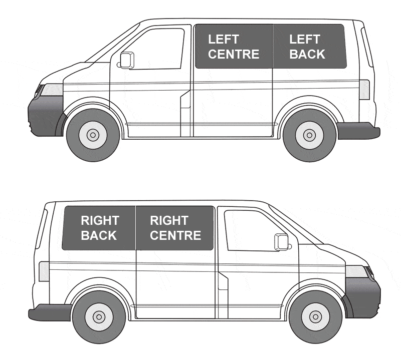 VW T5/T6 Curtain Kit - Left Centre not a Door (Black)