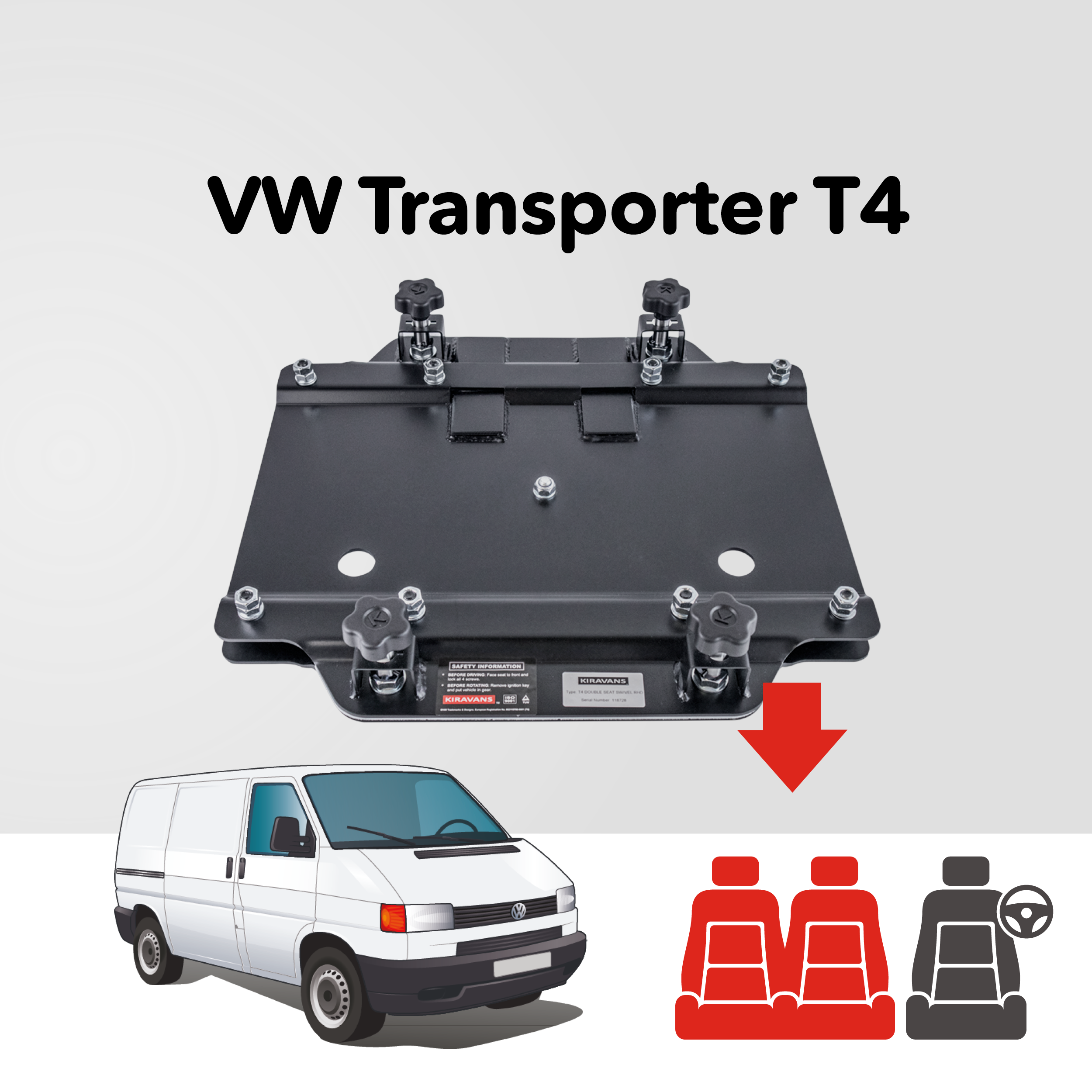 VW Transporter T4 Kiravans Double Passenger Seat Swivel