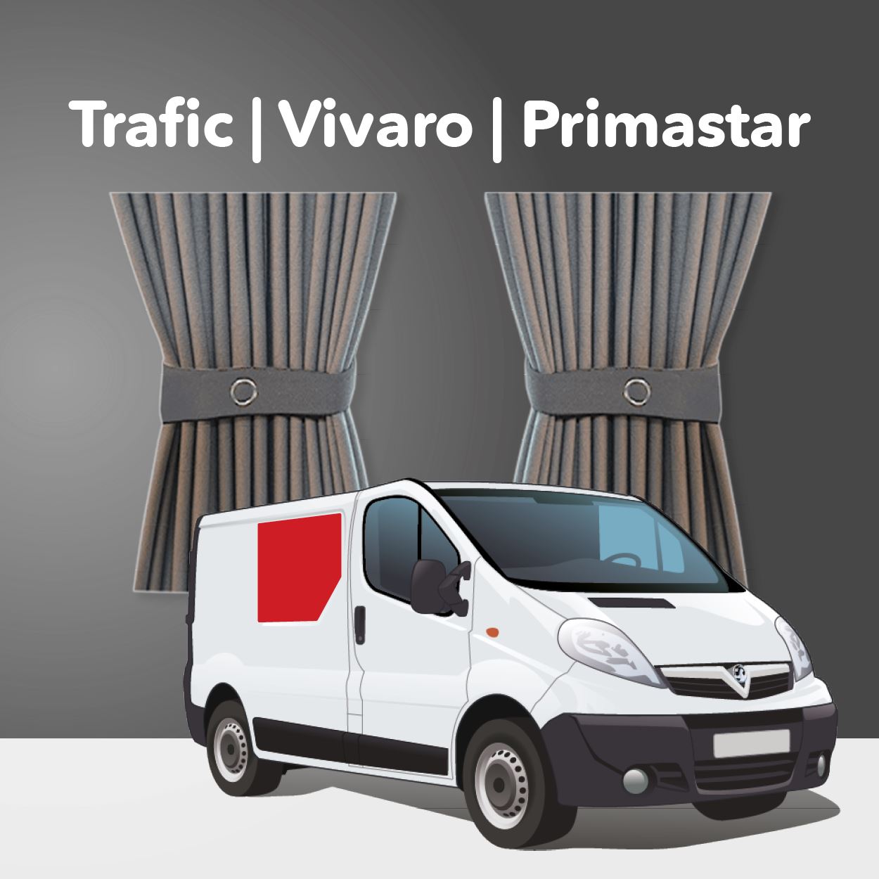 Trafic / Vivaro 2001-2014 Curtain Kit - Right Centre Non-Sliding Door (Grey) Kiravans