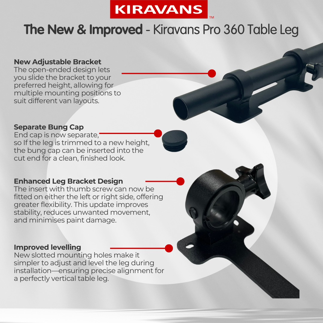 Kiravans Pro 360 Tafelpoot – Zwarte Editie