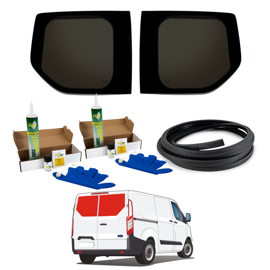 Fenster für Hintertüren Ford Transit Custom 2013-2023 mit KOSTENLOSE Fenstereinbau-Set