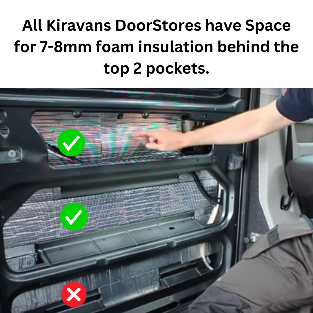 VW T5–T6.1 Sliding Door Storage Pocket (Black) | Kiravans DoorStore