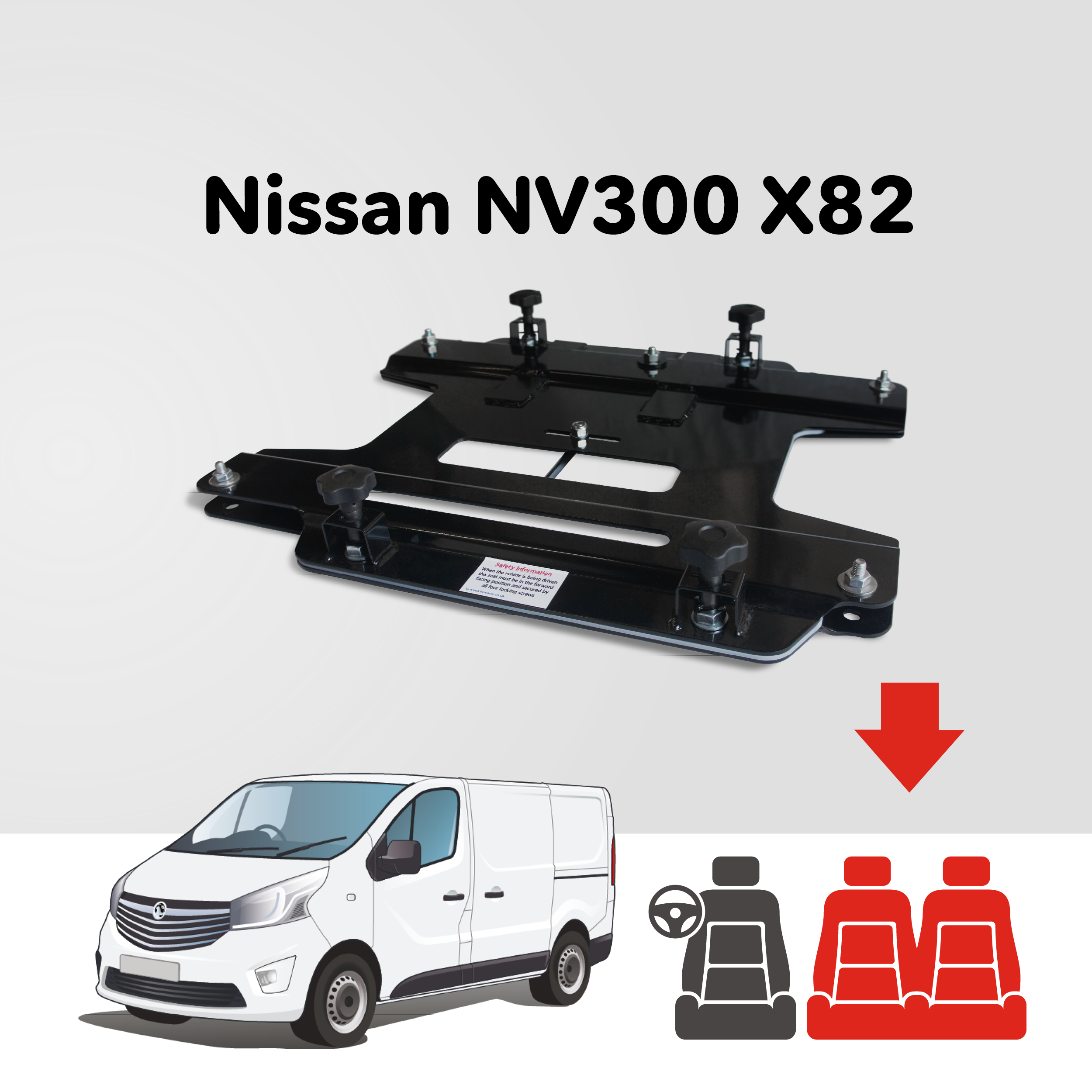 Base tournante double banquette Kiravans - Nissan NV300/Primastar 2014+ (UE - Conduite à gauche)