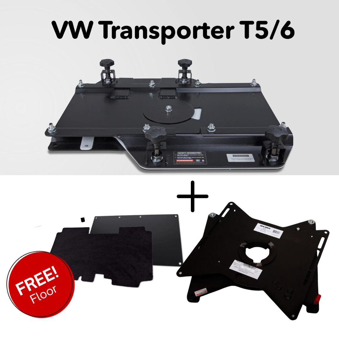 Kiravans VW T5/T6 Base pivotante double + plaque au sol OFFERTE & base pivotante conducteur