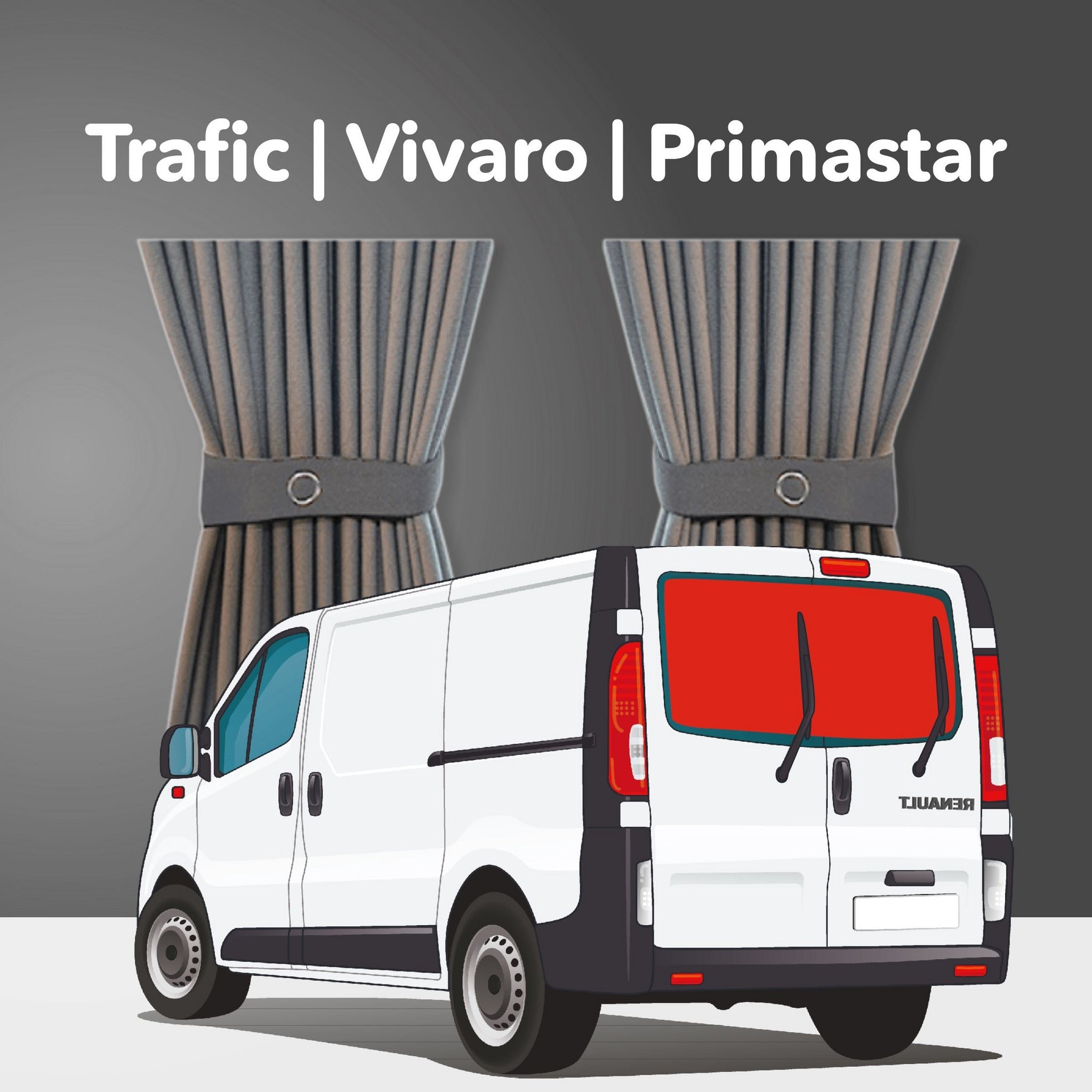 Vorhang Set für Trafic / Vivaro / Primastar X83 2001-2014 - Hintertüren (Standard Grau)