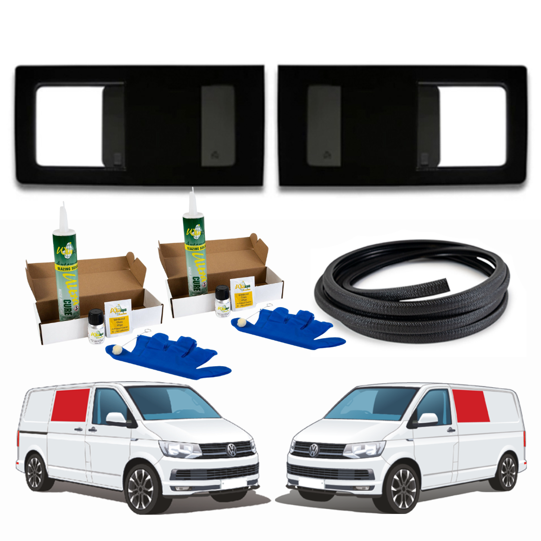 Pair of Opening Campervan Side Windows VW Transporter T5/T6 + FREE Fitting Kit