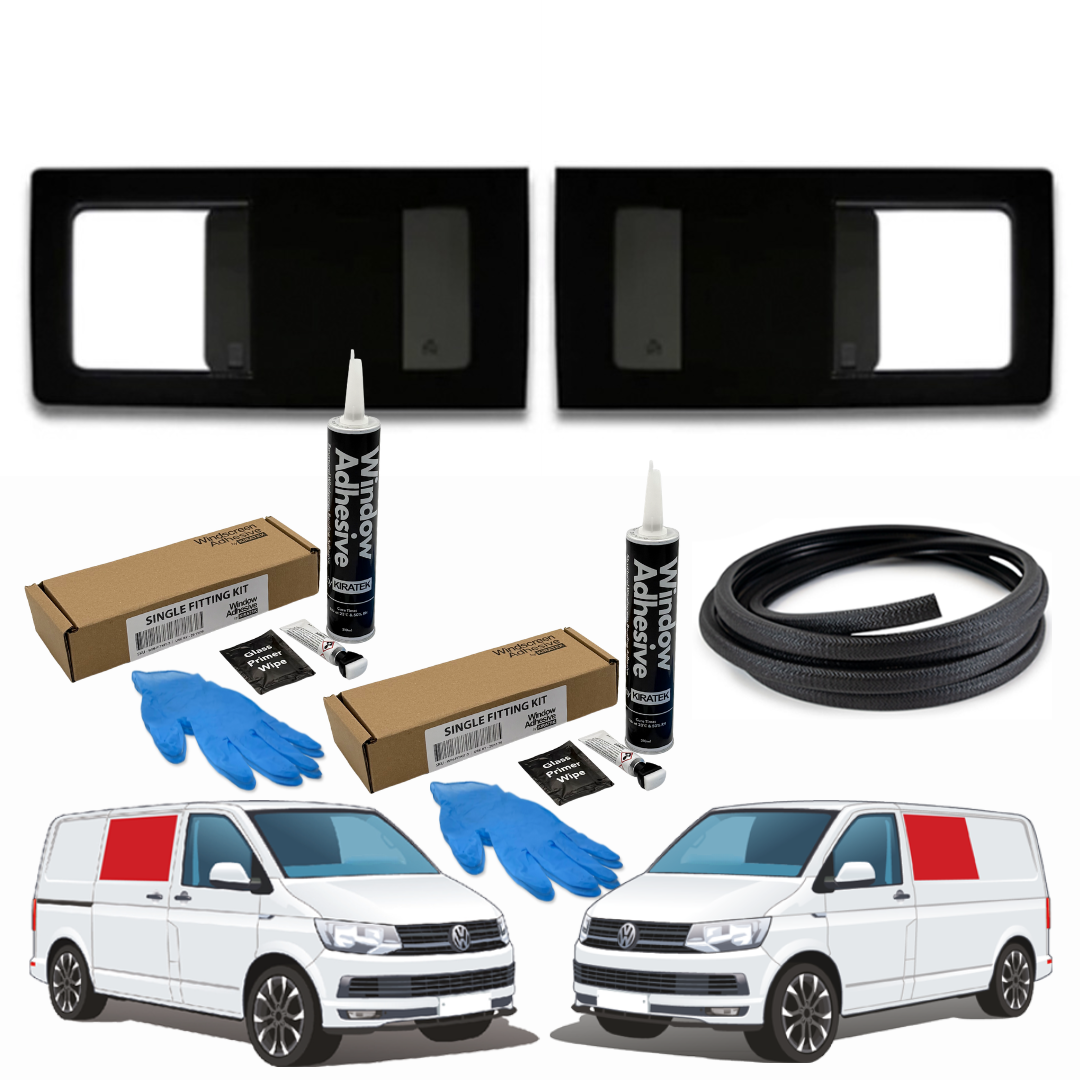 Pair of Opening Side Windows + Fitting Kit for VW Transporter T5 to T6.1 (2003-2024)