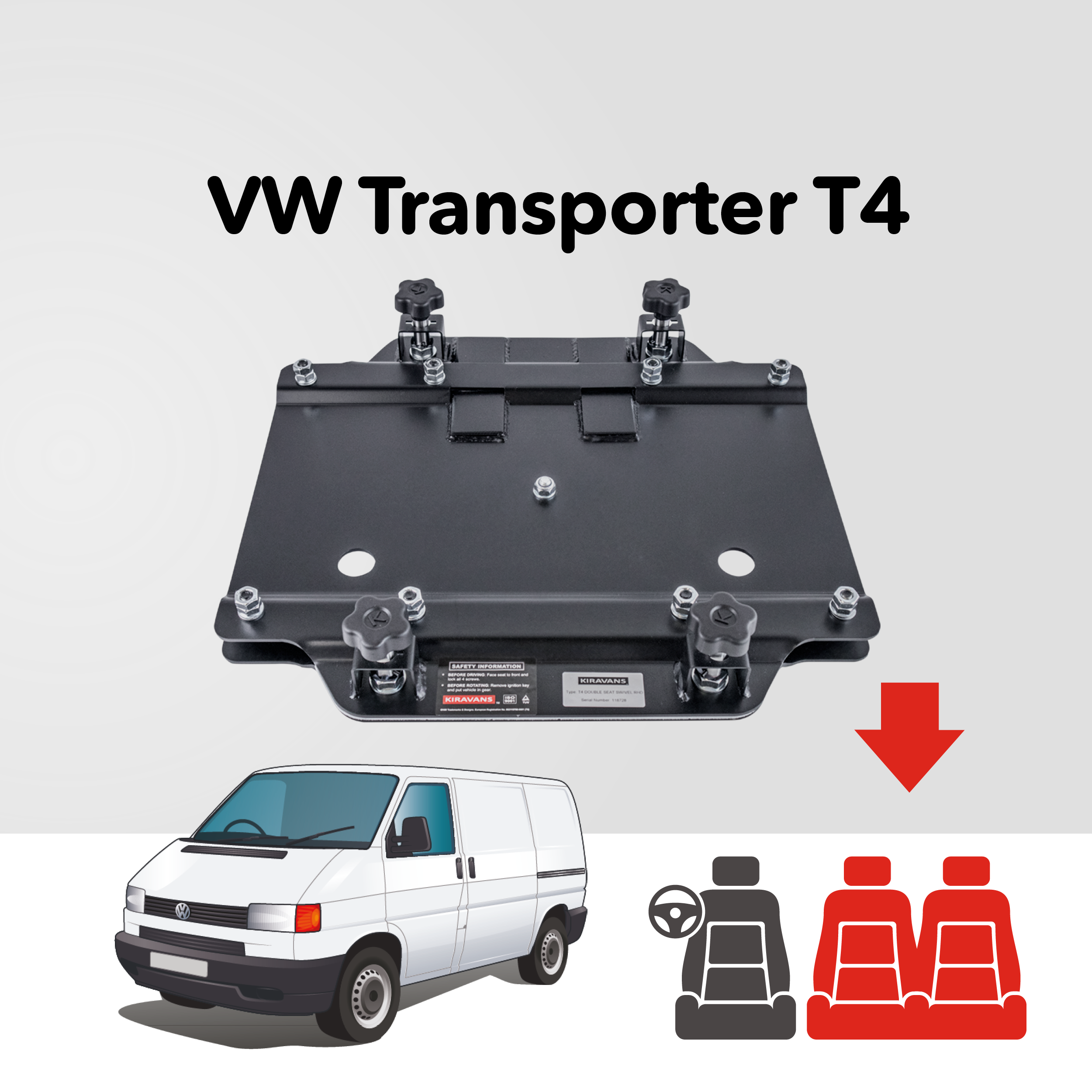 Base tournante double banquette Kiravans - VW T4 (UE - Conduite à gauc