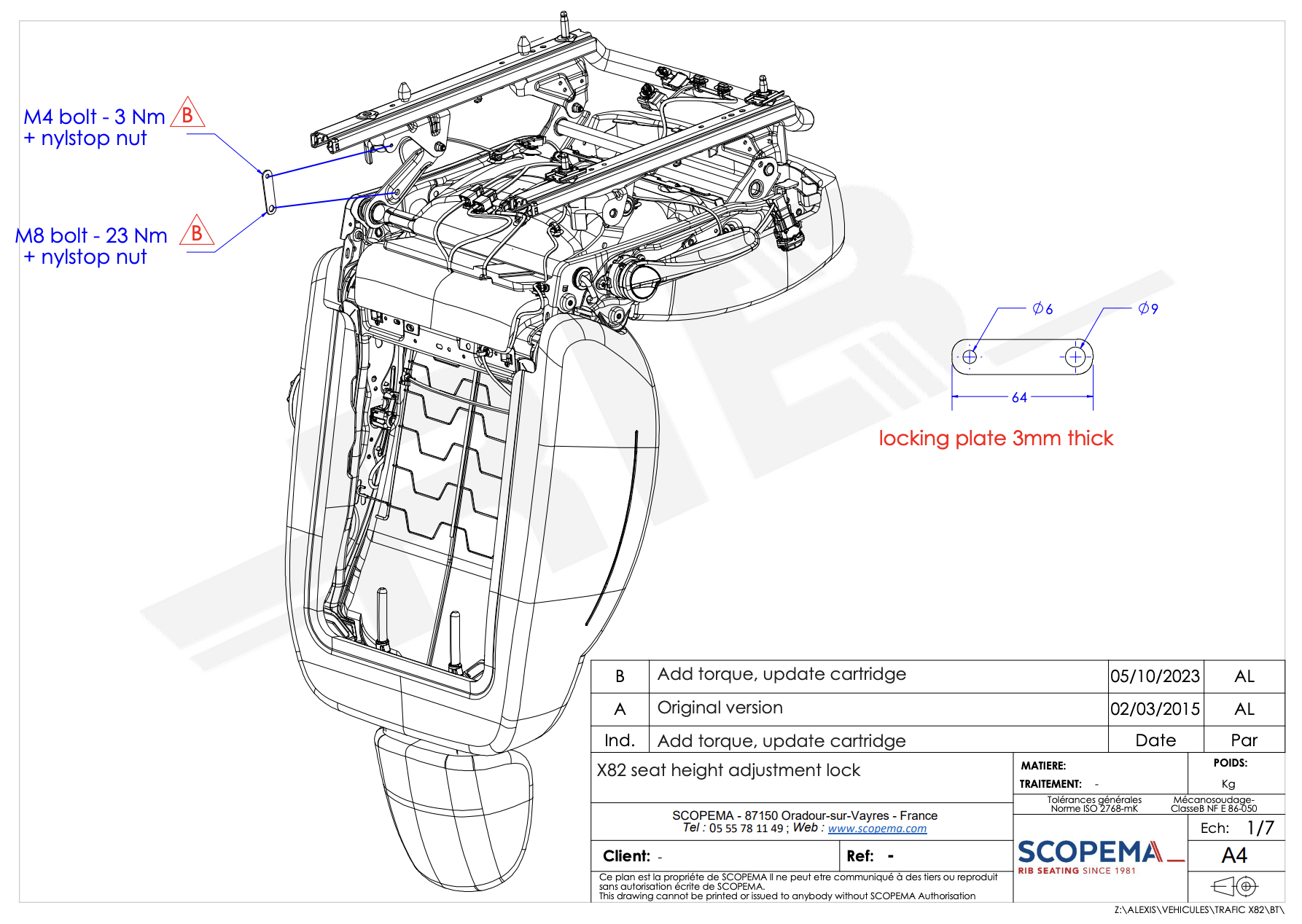 Fiat Talento 2e Gen X82 (2016-2022) RIB V3 Enkele Stoel Draaibaar - PASSAGIER