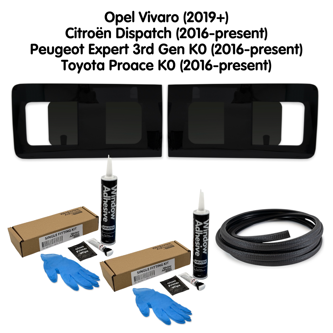 Paire de vitres latérales ouvrantes pour camping-car + kit de montage pour Opel Vivaro (2019-présent)