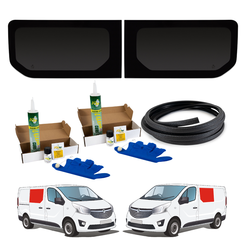 Paire de fenêtres fixes pour camping-car pour Renault Trafic 2014+ / Opel Vivaro 2014-2018 + kit de montage GRATUIT