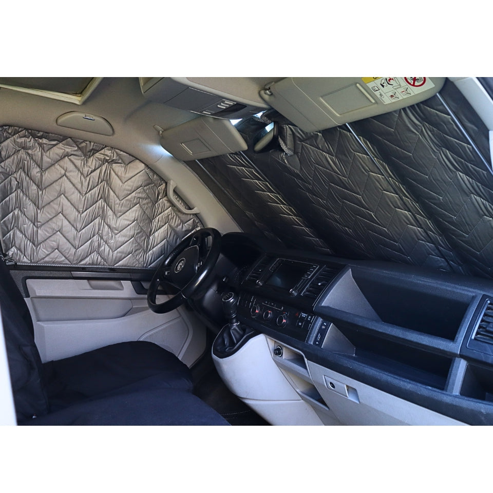 Internal Cab Silver Screens with Magnets or Suckers for VW Transporter T5 to T6.1, Trafic, Transit Custom & PSA Vans — SILVER
