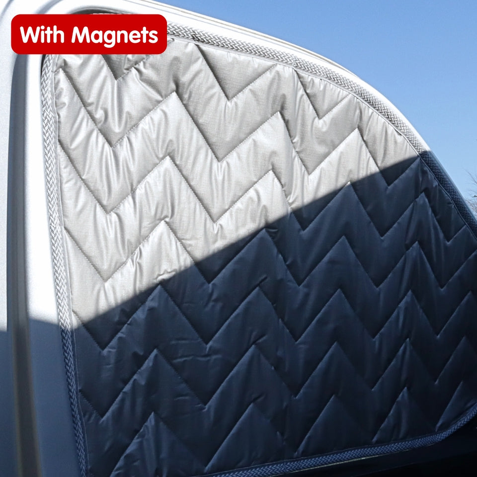 Tende parasole interne argentate con magneti o ventose per VW Transporter T5 a T6.1, Trafic, Transit Custom e altri modelli