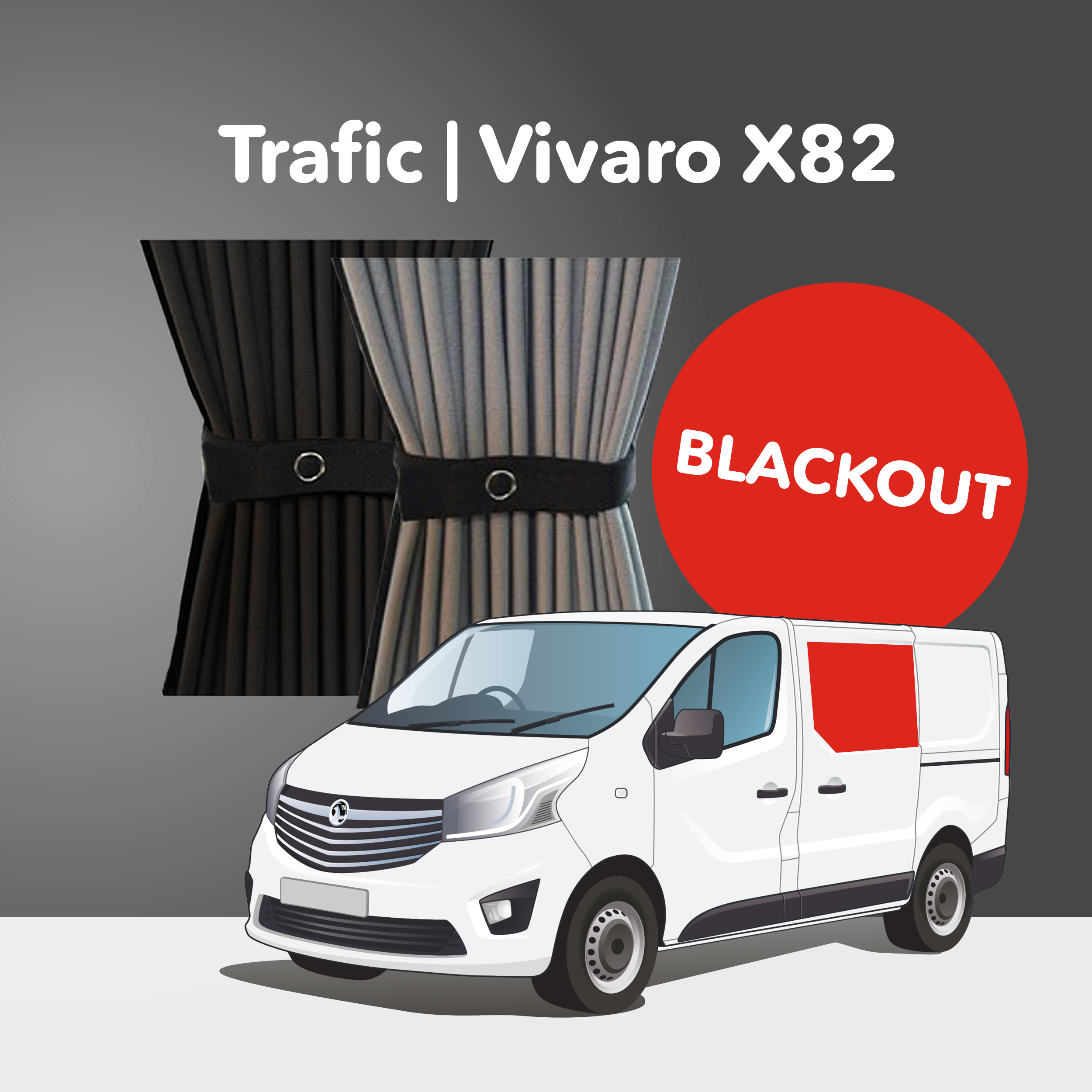 Trafic 2014+ / Vivaro 2014-2018 / Talento 2014+ / NV300 2014+ X82 Curtain Kit - Left Centre Sliding Door (Premium Blackout)