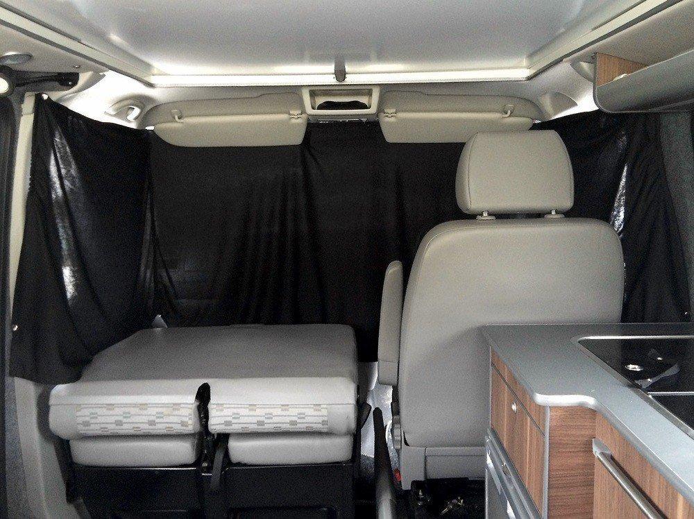 BREMER SITZBEZÜGE Partition Driver's Cab Sun Protection Driver's Cab  Curtains Compatible with VW T5 T6 T6.1 Multivan Transporter Caravelle Black  Camping Motorhome Accessories : : Automotive