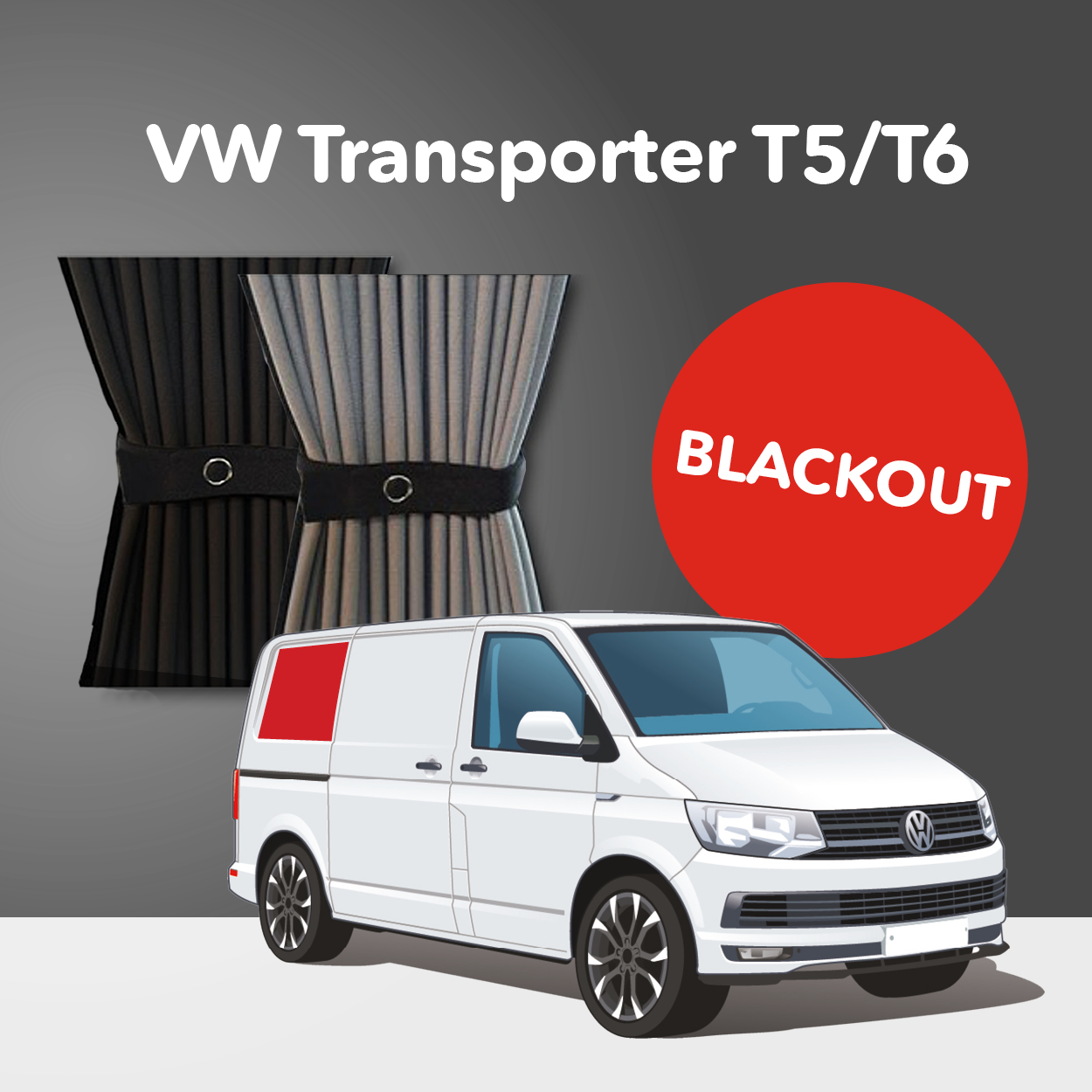 Vorhang Set für VW T5/T6 - Hinten Rechts (Premium-Blackout)