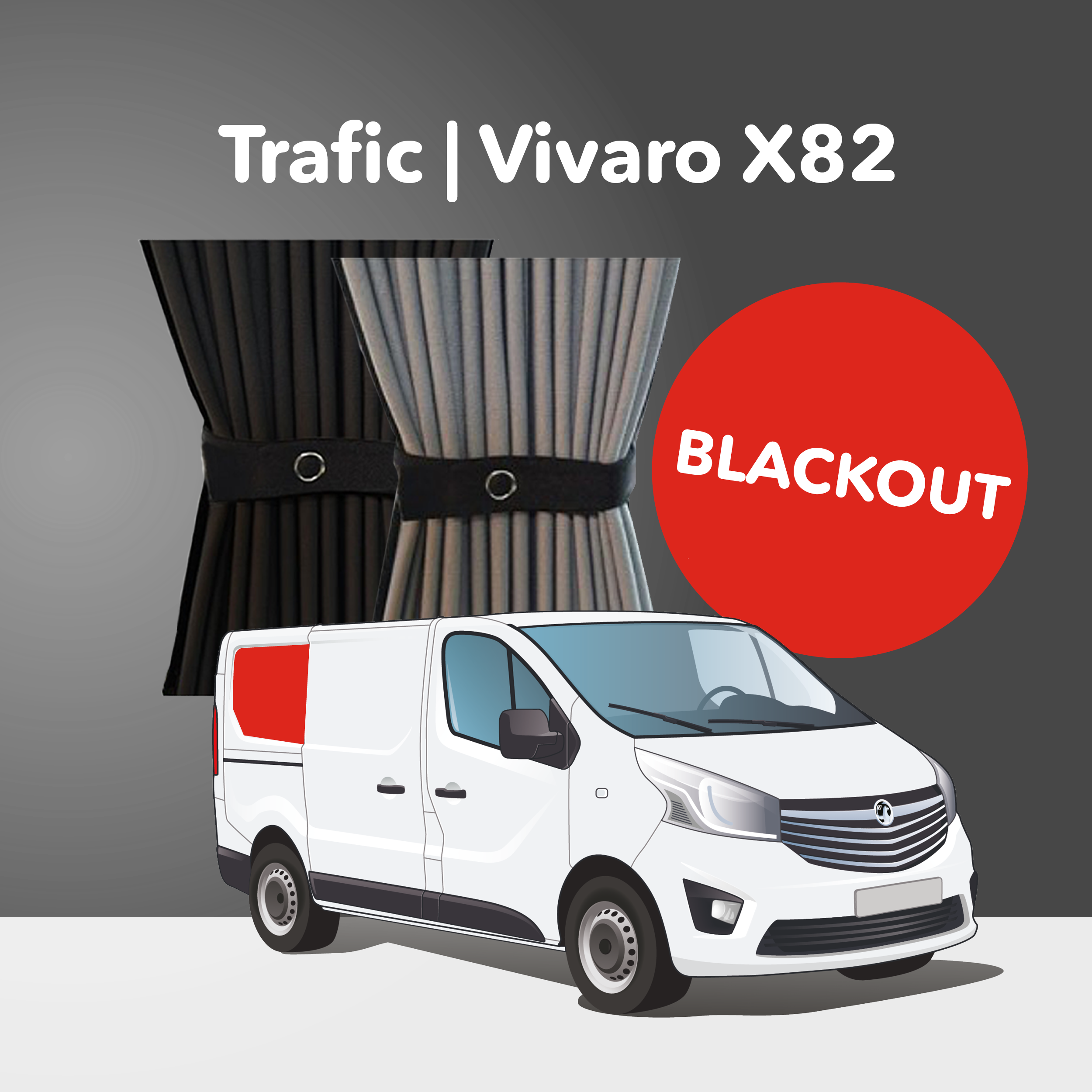 Kit de rideaux Trafic/Vivaro 2014-2018, Talento 2014+, NV300 2014+ X82 - Fenêtre arrière droite (Premium occultant)
