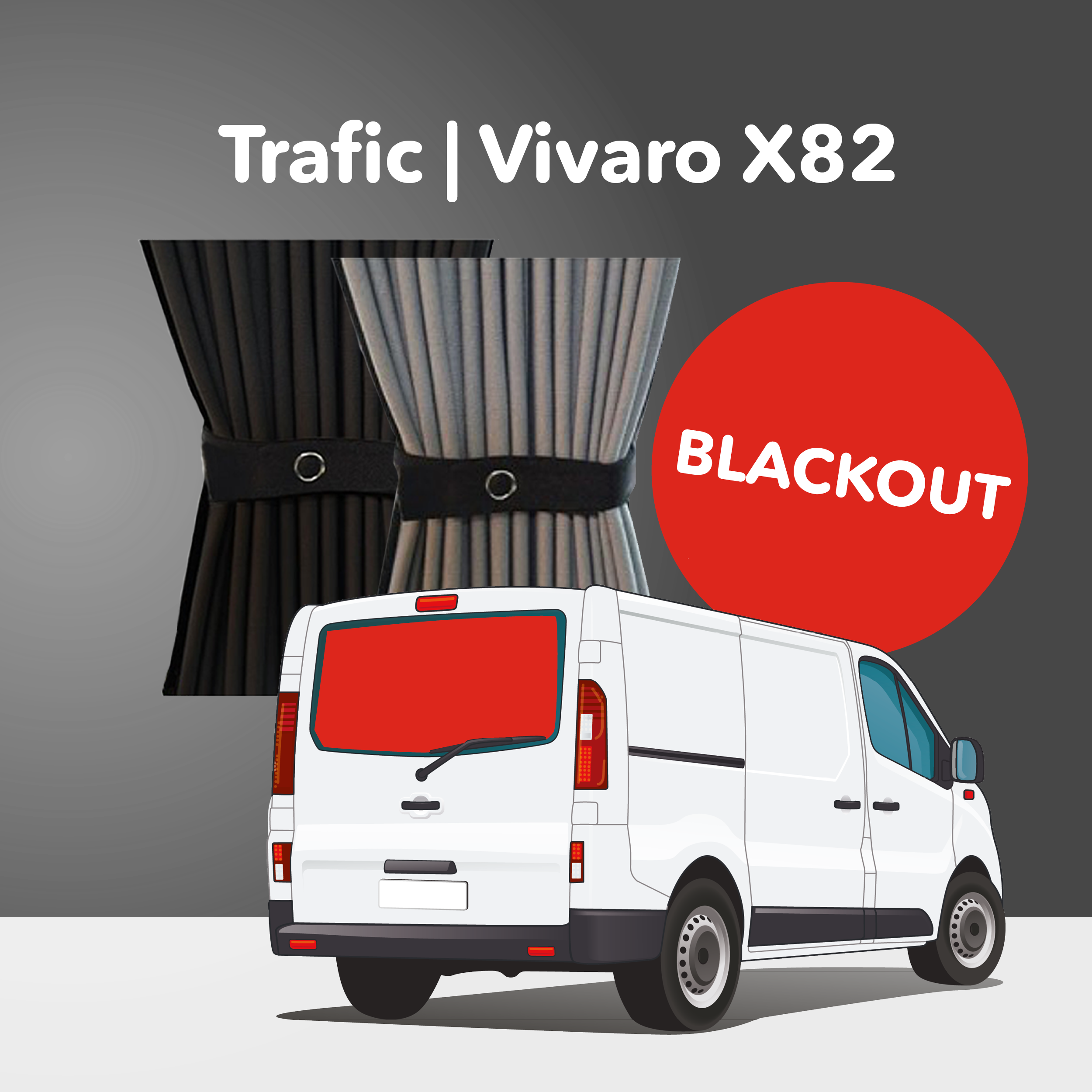 Trafic 2014+ / Vivaro 2014-2018 / Talento 2014+ / NV300 2014+ X82 Curtain Kit - Tailgate (Premium Blackout)