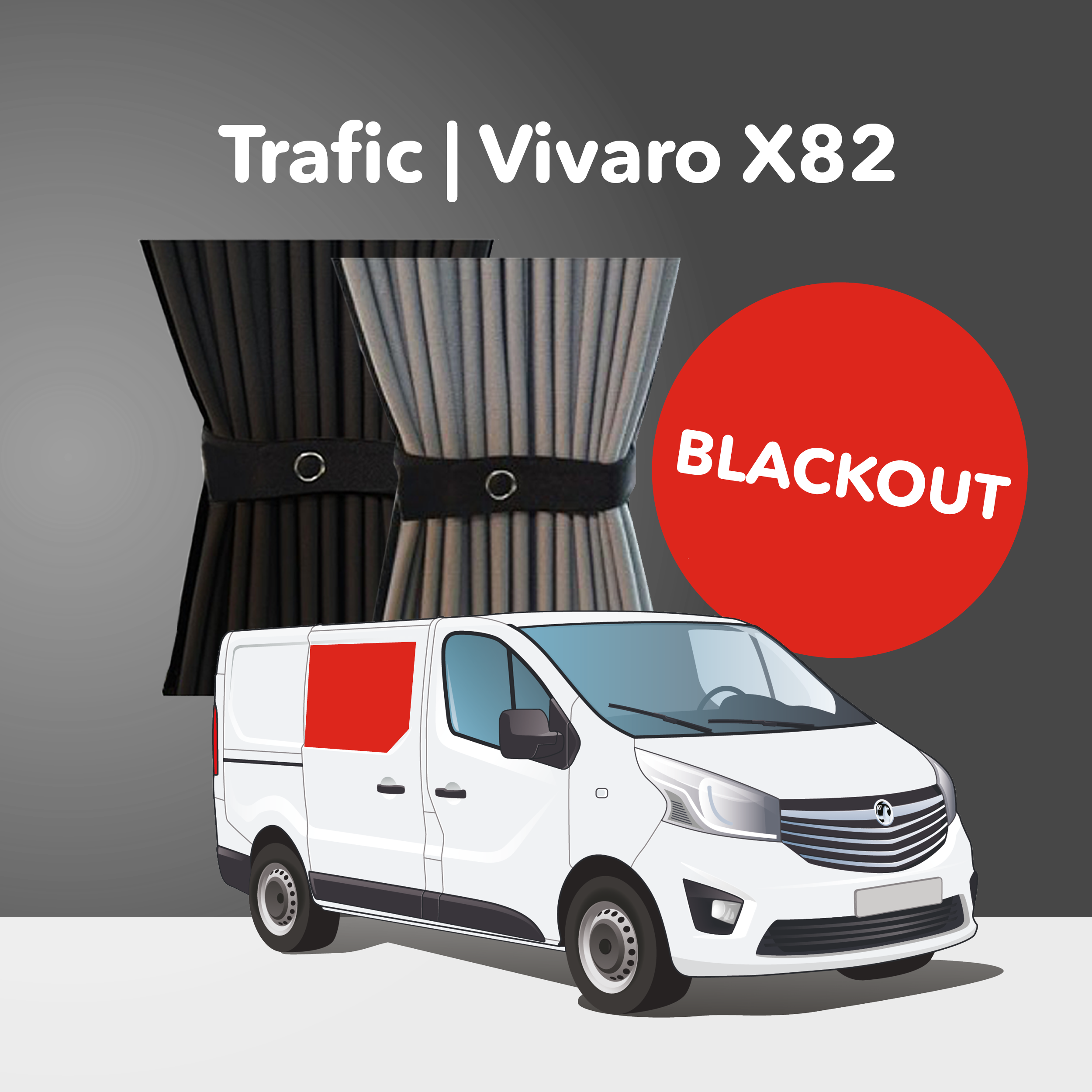 Trafic 2014+ / Vivaro 2014-2018 / Talento 2014+ / NV300 2014+ X82 Curtain Kit - Right Centre Sliding Door (Premium Blackout)