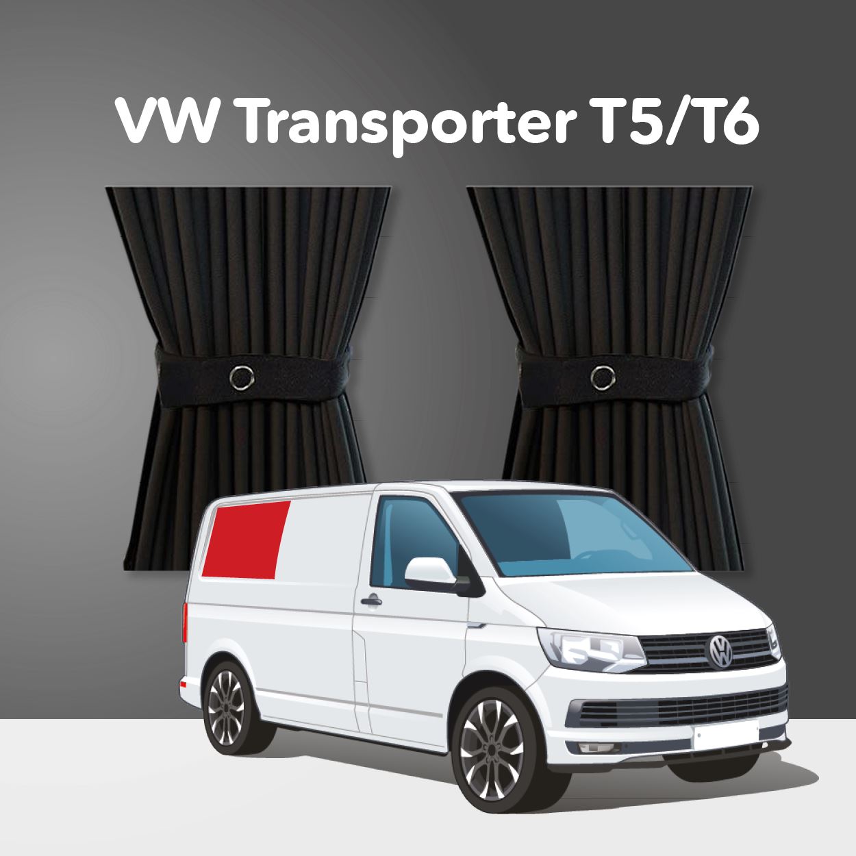 VW T5/T6 Curtain Kit - Right Back SWB (Black) Kiravans