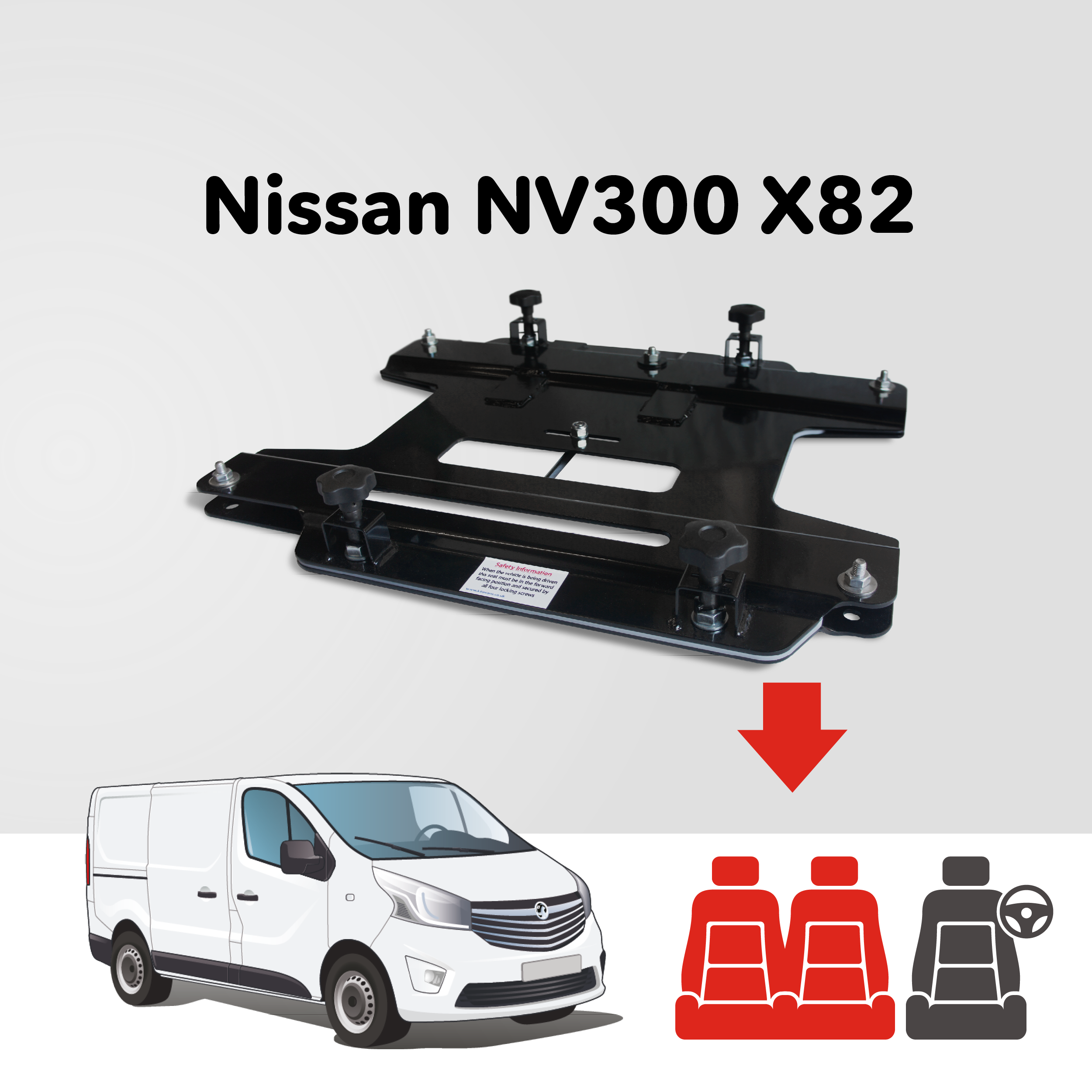 Base tournante double banquette Kiravans - Nissan NV300/Primastar 2014+ (UE - Conduite à gauche)