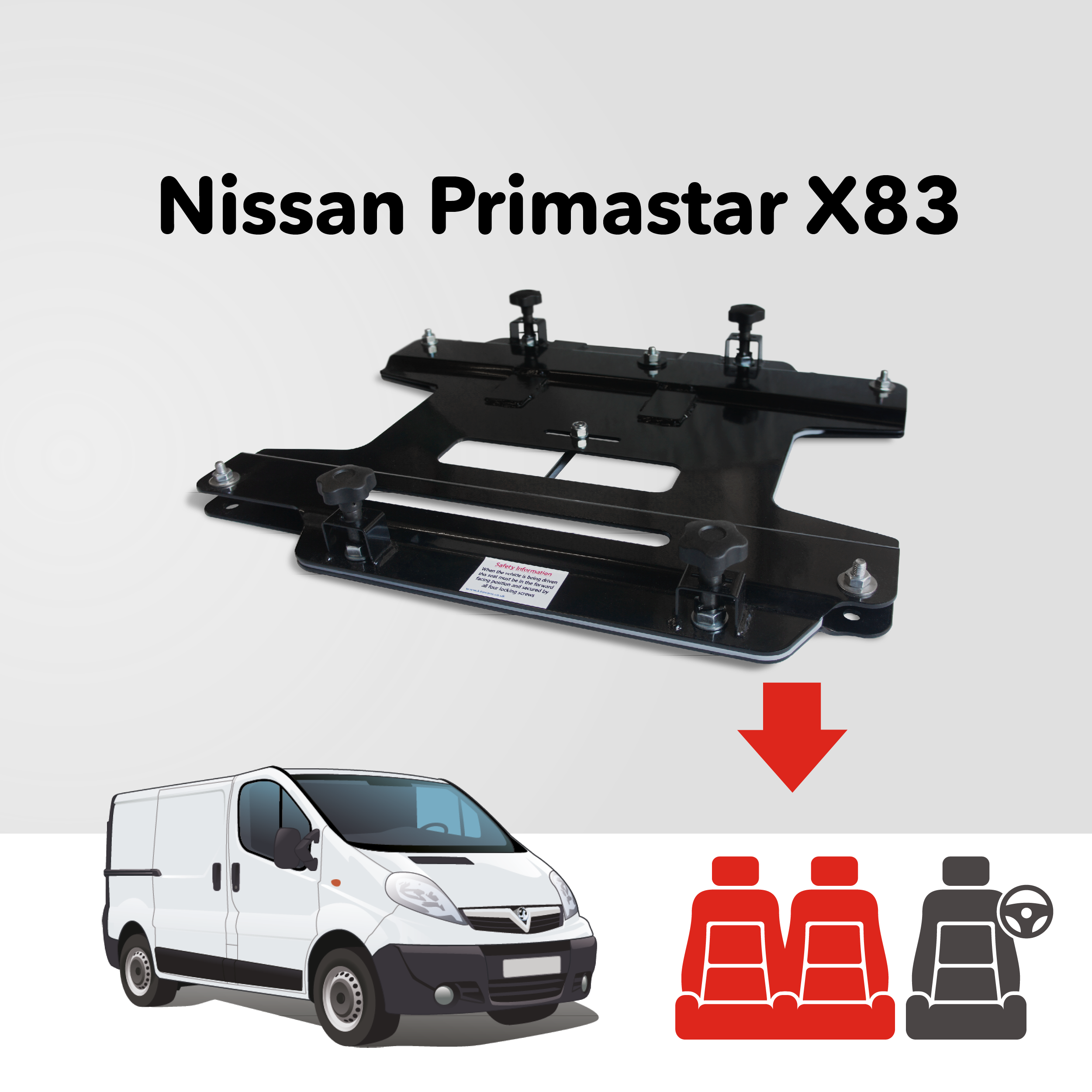 Kiravans Doppelsitz-Drehkonsole für Nissan Primastar 2001-2014 - 2. Gen. (EU - Linkslenker)