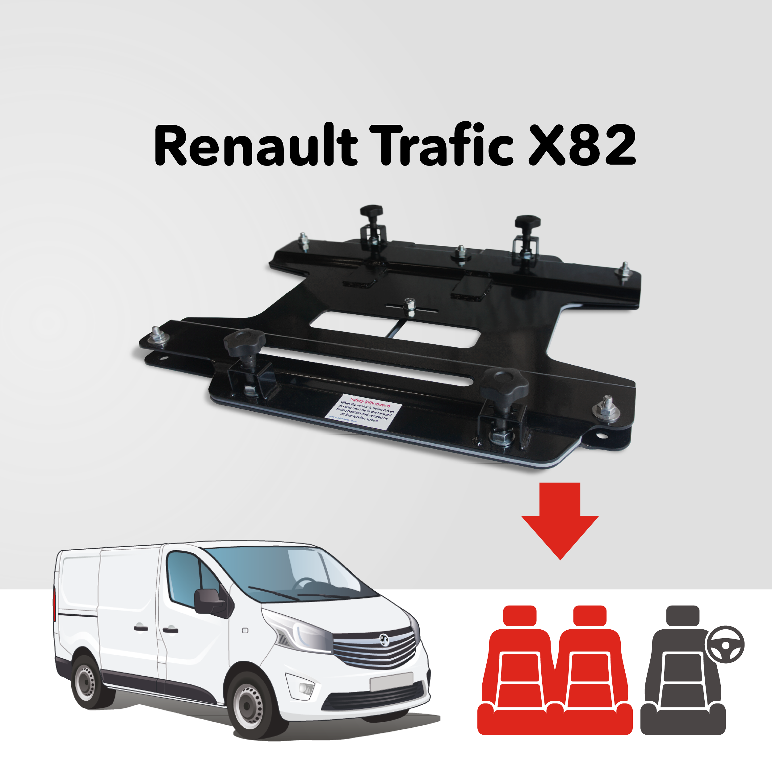 Kiravans Renault Trafic 2014+ (3rd Gen) Double Passenger Seat Swivel (EU - Left Hand Drive)