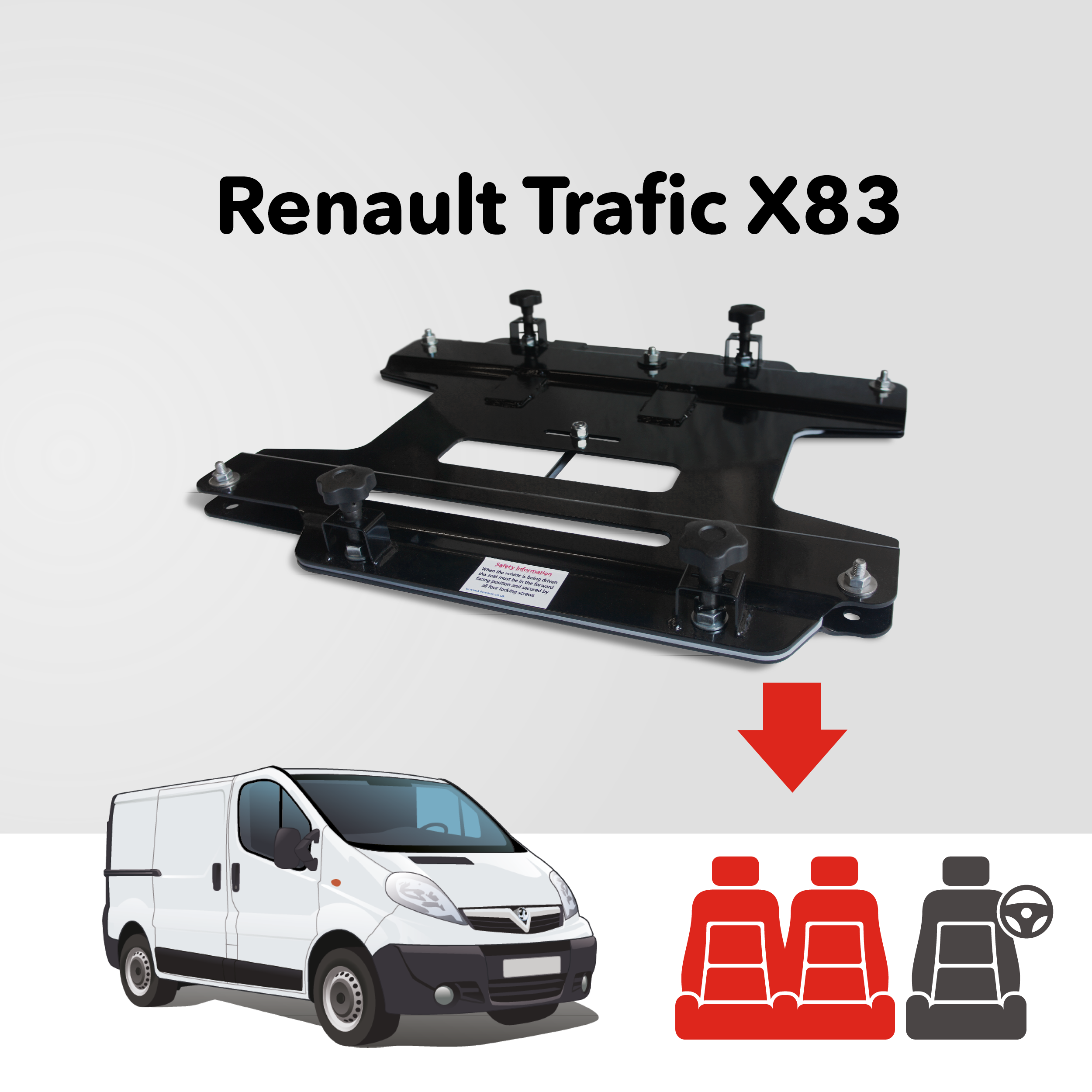 Kiravans Doppelsitz-Drehkonsole für Renault Trafic 2001-2014 - 2. Gen. (EU - Linkslenker)