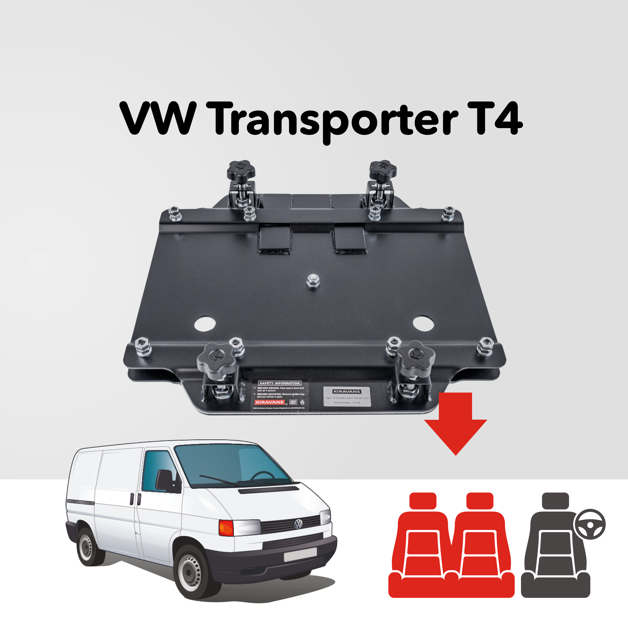 Base tournante double banquette Kiravans - VW T4 (UE - Conduite à gauche)